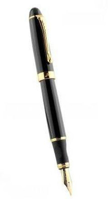 Levin Jinhao X450 Royal Glossy Black gold clip Smooth Medium Nib Fountain Pen(Ink Color - Blue)