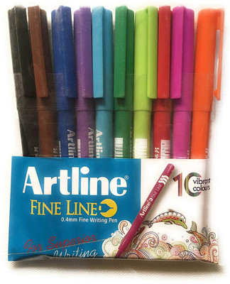 Artline Multi color Fineliner Pen(Pack of 10, Ink Color - Multicolor)