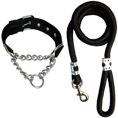 Puppy buddy Dog Collar & Leash(Large, Black)