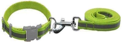 DOG WALA DOG WALA Reflective Nylon Dog Leash with Collar Set for Dogs 15MM(Orange) Dog Collar & Leash(Extra Large, Green)