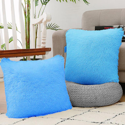Catchyx Cart Microfibre Solid Cushion Pack of 2(Light Blue)