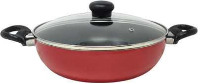 Kreme by Kreme Basics 2.6mm Kadhai 240 with Lid Non-Induction Kadhai 240 cm diameter with Lid 2.4 L capacity(Aluminium, Non-stick)