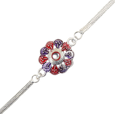 RELBEES Designer RO19155915 Silver Rakhi  Set(1 Silver Rakhi)