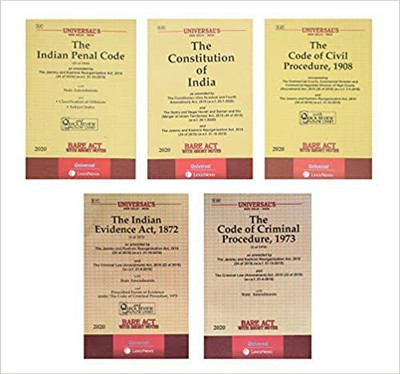 Combo Of 5 Books The Constitution Of India ,Code Of Civil Procedure, The Indian Penal Code ,Code Of Criminal Procedure 1973, The India Evidance Bare Act With Short Notes(Paperback, Universal's)