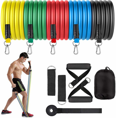 Fitness Scout 11 Pcs resistance band home workout gym exercise training men & women Resistance Tube(Multicolor)