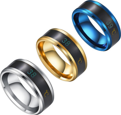 Thrillz Best Valentine Gifts: Thrillz Charming Smart Sensing Temperature Degree Celsius Display Changing Ring Stainless Steel Titanium Plated Ring Stainless Steel Ring