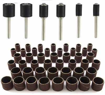 A&S TOOLSHOP 51pcs Sanding Drum Set for Dremel & All Other Rotary Tools with 51 Replaceable Sanding Bands & 6 Rubber Drum Mandrels for Wood Work, Metal Work, Jewellery Making, Model Making Rotary Bit Set(51 Bits)