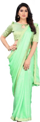 Ashiya Fab Striped Bollywood Silk Blend Saree(Light Green)