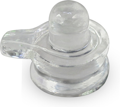 CRYSTU Clear Quartz Crystal/Sphatik Shiva Lingam Shivling Decorative Showpiece  -  6.35 cm(Crystal, Stone, White)