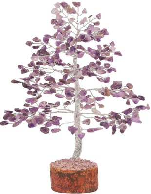 Sawcart Amethyst Crystal Bonsai Money Tree Natural Gemstone Feng Shui Home Office Decor Good Luck Wealth Prosperity Reiki Healing Positive Energy Spiritual Gift (Size 10 Inches, Silver Wire) Decorative Showpiece  -  25 cm(Stone, Wood, Silver, Multicolor)