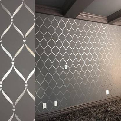 Aaradhya Collection Size: (16 x 24 Inches) Ribbon Lattice Pattern Reusable PVC Wall Stencil Painting for Home Decoration A9060 Wall Stencil Stencil(Pack of 1, Strips)