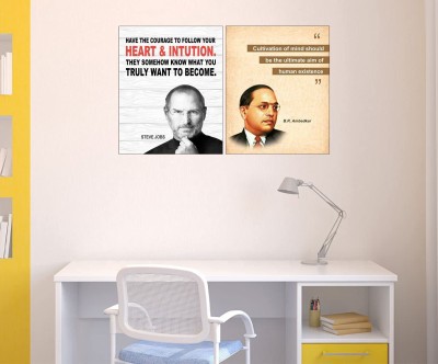 Asmi Collections 31 cm Steve Jobs and B.R. Ambedkar Motivational Quotes Self Adhesive Wall Painting Sticker Self Adhesive Sticker(Pack of 2)