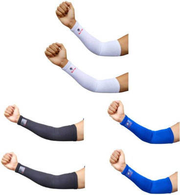Glitter Non Slip Moisture Wicking Arm Sleeve for Riding/Cricket/Sun Protector/Running Elbow Support(White, Black, Blue)
