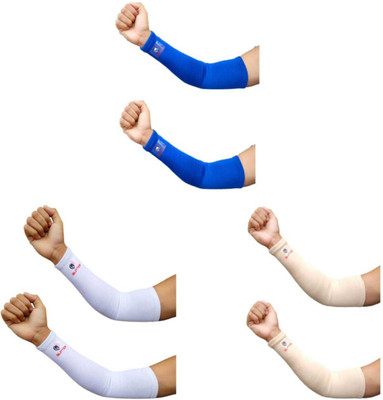 Glitter Non Slip Moisture Wicking Arm Sleeve for Riding/Cricket/Sun Protector/Running Elbow Support(Blue, White, Beige)