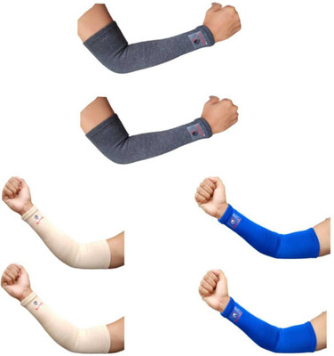 Glitter Non Slip Moisture Wicking Arm Sleeve for Riding/Cricket/Sun Protector/Running Arm Support(Grey, Beige, Blue)