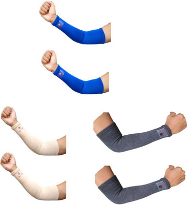 Glitter Non Slip Moisture Wicking Arm Sleeve for Riding/Cricket/Sun Protector/Running Arm Support(Blue, Beige, Grey)