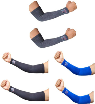 Glitter Non Slip Moisture Wicking Arm Sleeve for Riding/Cricket/Sun Protector/Running Elbow Support(Grey, Black, Blue)