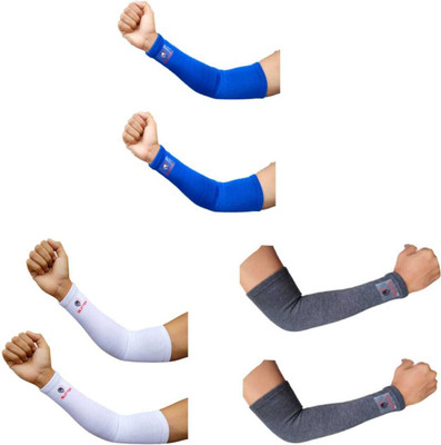 Glitter Non Slip Moisture Wicking Arm Sleeve for Riding/Cricket/Sun Protector/Running Arm Support(Blue, White, Grey)