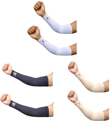 Glitter Non Slip Moisture Wicking Arm Sleeve for Riding/Cricket/Sun Protector/Running Elbow Support(White, Black, Beige)