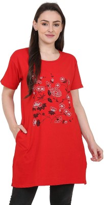 CRAFTLY Women Nightshirts(Red)