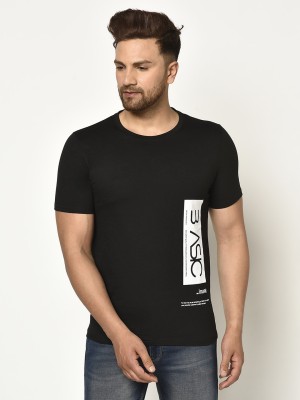 GLITO Printed Men Round Neck Black T-Shirt