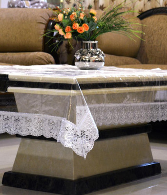 BONA SORT Self Design 6 Seater Table Cover(Silver, PVC)