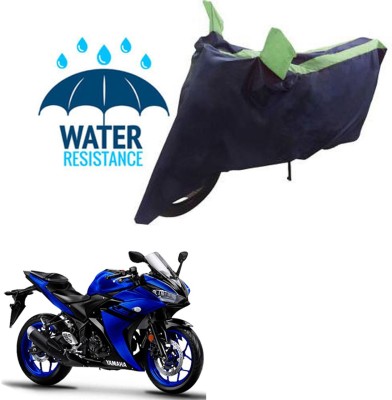 RONISH Waterproof Two Wheeler Cover for Yamaha(YZF, Black, Green)