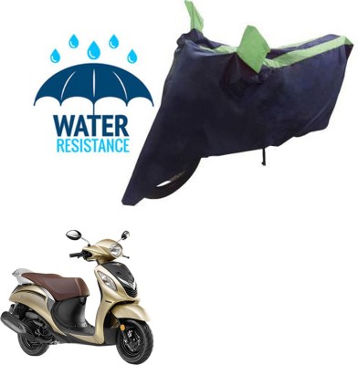 RONISH Waterproof Two Wheeler Cover for Yamaha(Fascino, Black, Green)