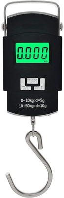Home Trade 50 kg LCD Display Digital Hanging Luggage Scale with Temperature Sensor and Tare Function A08 Weighing Scale(Black)