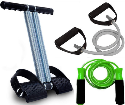 Dr Pacvu Fitness COMBO Tummy Trimmer, Skipping Rope & Toning Tube, Home Gym,Body Fat cutter Ab Exerciser(Silver, Grey, Green)