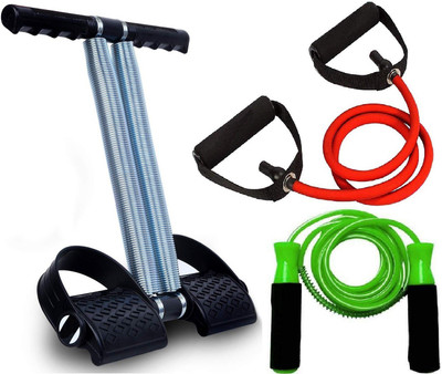 Dr Pacvu Double Tummy Trimmer & Toning Tube COMBO, Home Gym Fitness,Fat cutter-Body stretch Ab Exerciser(Silver, Red, Green)