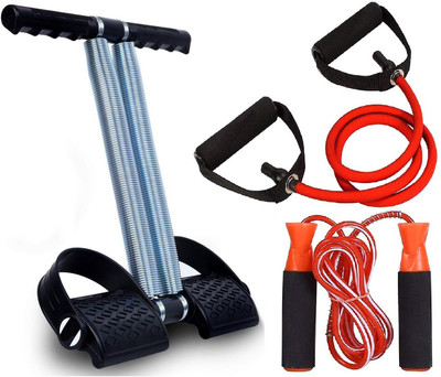 Dr Pacvu Double Tummy Trimmer & Toning Tube COMBO, Home Gym Fitness,Fat cutter-Body stretch Ab Exerciser(Silver, Red, Orange)