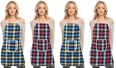 Fabfurn Cotton Home Use Apron - Free Size(Multicolor, Pack of 4)