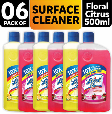 Lizol Disinfectant Surface & Floor Cleaner combo 500ML (Pack of 6) Floral And Citrus(6 x 0.5 L)