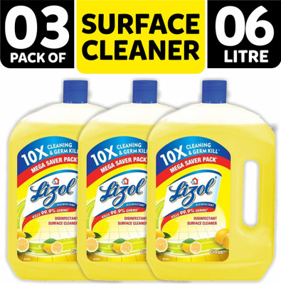 Lizol Disinfectant Surface Cleaner 2LI (Pack of 03) Citrus(3 x 2 L)