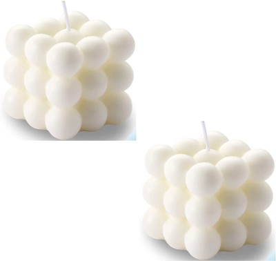 CHIKLIT ENTERPRISE Pack of 2 Pcs 2.5 x 2.5 Inch Each PREMIUM Highly Fragranced Jasmine Wax Bubble Candle Combo Pack, White Colour, For Home Decoration,Christmas, New Year Celebrations, Valentines Candles, (Pack of 2 Pcs) (2.5 Inch x 2.5 Inch) (Jasmine) (White Colour) Candle(White, Pack of 2)