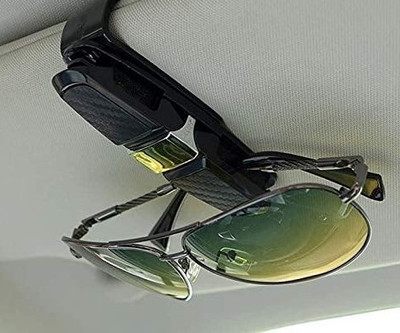 TOUCH OF MODERN CAR Sun-Visor Sunglasses Clip Holder Carbon-Fiber Finish Design in Black Color with 180 Degree Rotation Black Car Sunglass Clip Holder