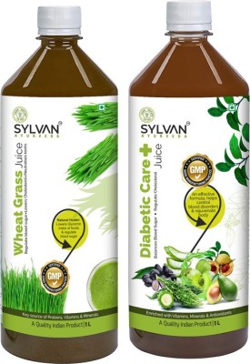 SYLVAN AYURVEDA WHEATGRASS JUICE + DIABETIC CARE JUICE|VALUE PACE OF 2(2 x 500 L)