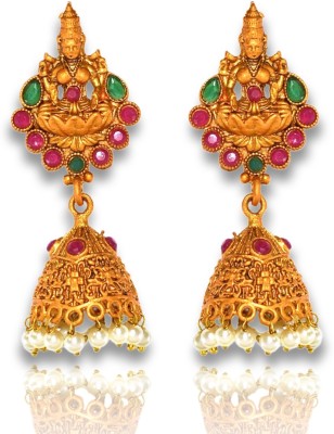 Jewelopia Golden jhumki Traditional Gold Plated Jhumki For Women and Girls Pearl Brass Jhumki Earring