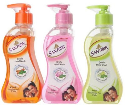 Santoor Sandal,louts, Fresh handwash 200ml pump Hand Wash Pump Dispenser(3 x 200 ml)