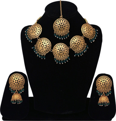 Darsha Collections Alloy Gold-plated Green Jewellery Set(Pack of 1)