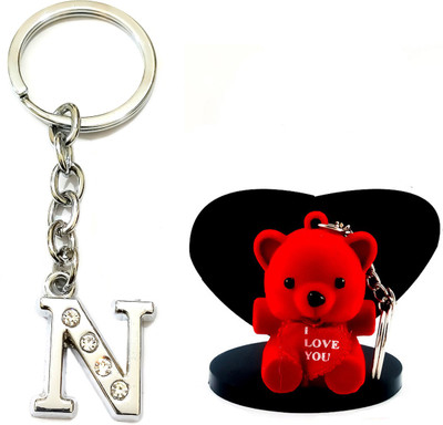 Meeko.com alphabet N & teddy 0.04 Key Chain