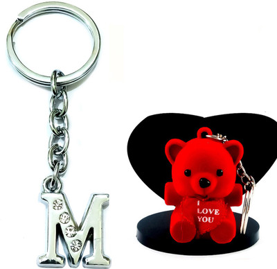 Meeko.com alphabet M & teddy 0.06 Key Chain