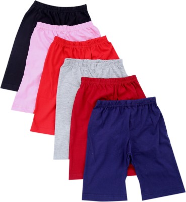 REDLUV Short For Girls Casual Solid Pure Cotton(Multicolor, Pack of 6)
