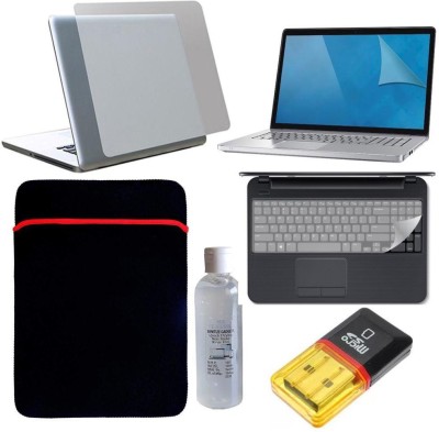 FineArts Transparent 6 in 1 Laptop Skin Pack With Reversible Sleeves, SD Card Reader & Cleaning Kit Combo Set(Multicolor)