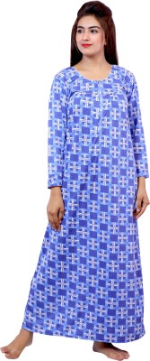 NACNO Women Nighty(Blue, White)