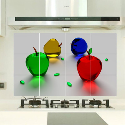 Divine studio 46 cm Waterproof Kitchen Vegetables with painting brush Wallpaper/Wall Sticker Multicolour - Kitchen Wall Coverings Area (46Cm X 69Cm) Self Adhesive Sticker(Pack of 1)