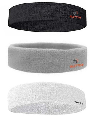 Glitter Non Slip Moisture Wicking Work Out Cotton Headband For Men's & Women's Headband Head Support(Grey, White, Black)