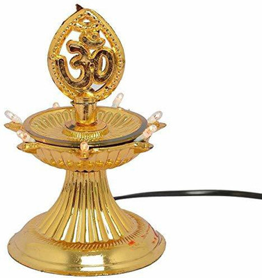 FYUGO Golden OM Design Led Electric Diya Light(PACK OF 1) for Temple(LAYER 1) Table Lamp(20 cm, Gold)