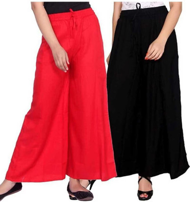 Emmy Word Flared Women Black, Red Trousers